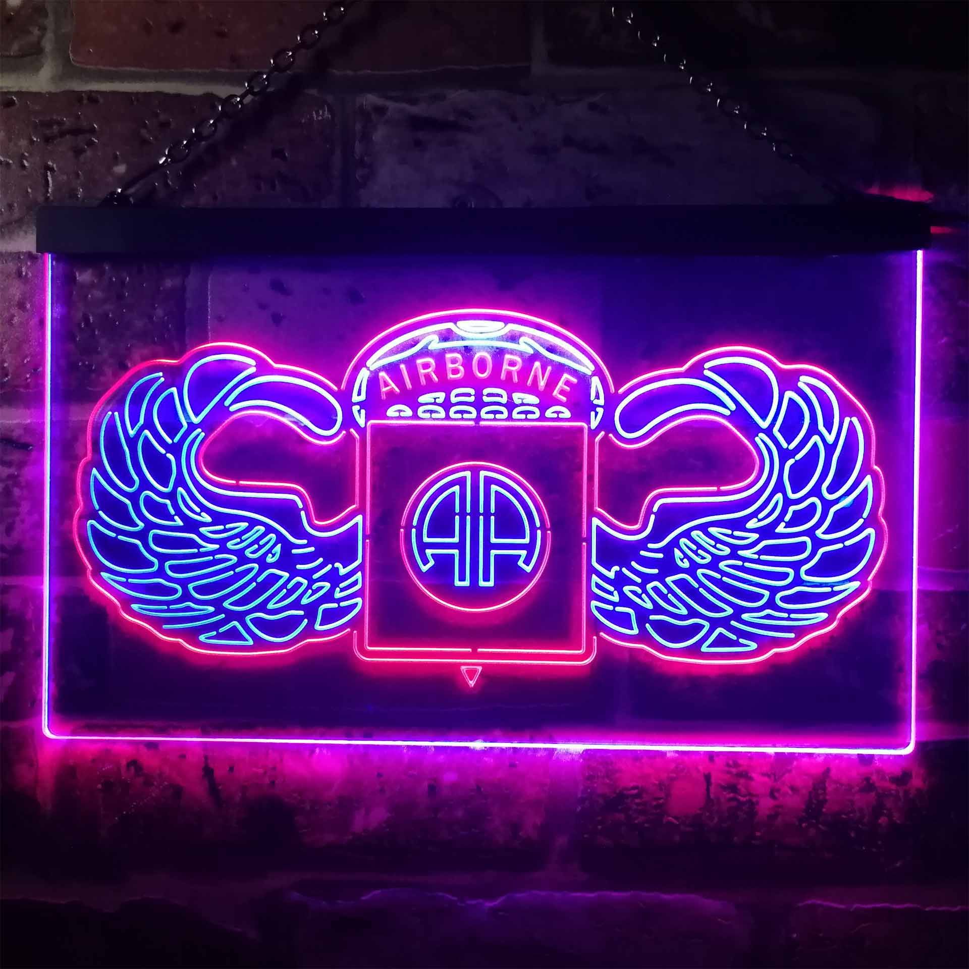 US Army 82nd Airborne Dual LED Neon Light Sign